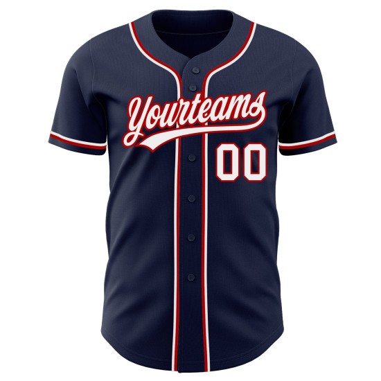 Maillot de baseball authentique personnalisé blanc-rouge bleu marine Maillot de baseball authentique personnalisé blanc-rouge bleu marine