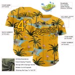 Motif de baseball tropical noir authentique Design Trees Hawaii personnalisé 3D jaune Jersey Palm Motif de baseball tropical noir authentique Design Trees Hawaii personnalisé 3D jaune Jersey Palm