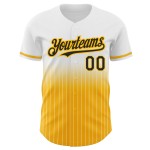 Maillot de baseball blanc à rayures fines, dégradé personnalisé, noir et or, authentique Maillot de baseball blanc à rayures fines, dégradé personnalisé, noir et or, authentique