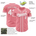 Maillot de baseball blanc moyen rose personnalisé authentique Maillot de baseball blanc moyen rose personnalisé authentique