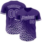 Maillot de baseball violet à imprimé authentique, design tendance, personnalisé, motif 3D blanc, dégradé léopard Maillot de baseball violet à imprimé authentique, design tendance, personnalisé, motif 3D blanc, dégradé léopard