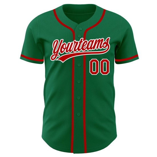 Maillot de baseball personnalisé Green Kelly authentique rouge-blanc Maillot de baseball personnalisé Green Kelly authentique rouge-blanc