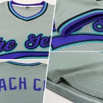 Maillot de baseball authentique gris, violet, noir et bleu sarcelle, personnalisé et rétro Maillot de baseball authentique gris, violet, noir et bleu sarcelle, personnalisé et rétro