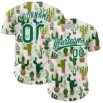 Maillot de baseball Cactus authentique et personnalisé, motif 3D, vert, blanc, Festival Kelly Maillot de baseball Cactus authentique et personnalisé, motif 3D, vert, blanc, Festival Kelly