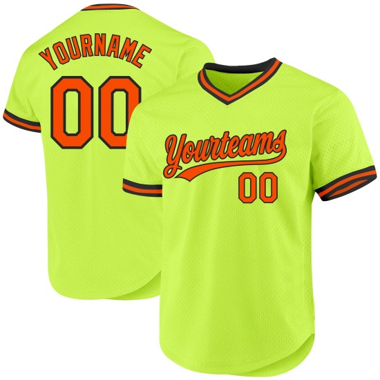 Maillot de baseball vert rétro orange fluo-noir authentique personnalisé Maillot de baseball vert rétro orange fluo-noir authentique personnalisé