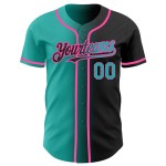 Maillot de baseball noir dégradé rose-aqua, mode, authentique, personnalisé Maillot de baseball noir dégradé rose-aqua, mode, authentique, personnalisé