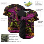 Maillot de baseball 3D motif monstre rose personnalisé noir authentique Maillot de baseball 3D motif monstre rose personnalisé noir authentique