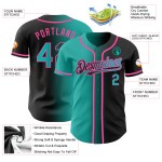 Maillot de baseball noir dégradé rose-aqua, mode, authentique, personnalisé Maillot de baseball noir dégradé rose-aqua, mode, authentique, personnalisé