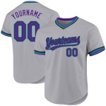 Maillot de baseball authentique gris, violet, noir et bleu sarcelle, personnalisé et rétro Maillot de baseball authentique gris, violet, noir et bleu sarcelle, personnalisé et rétro