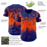 Maillot de baseball 3D grunge avec motif orange et abstrait royal Maillot de baseball 3D grunge avec motif orange et abstrait royal