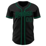 Maillot de baseball personnalisé Black-Kelly Authentic Noir Vert Maillot de baseball personnalisé Black-Kelly Authentic Noir Vert