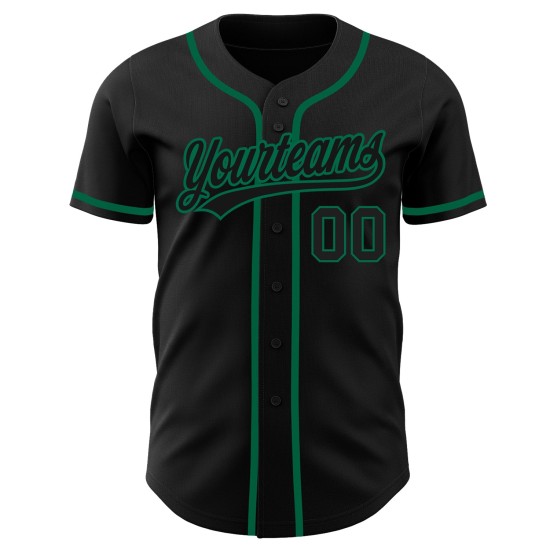 Maillot de baseball personnalisé Black-Kelly Authentic Noir Vert Maillot de baseball personnalisé Black-Kelly Authentic Noir Vert