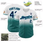 Maillot de baseball authentique à rayures fines, personnalisé, bleu marine et blanc Maillot de baseball authentique à rayures fines, personnalisé, bleu marine et blanc