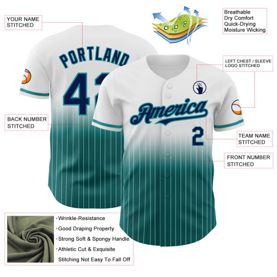 Maillot de baseball authentique à rayures fines, personnalisé, bleu marine et blanc Maillot de baseball authentique à rayures fines, personnalisé, bleu marine et blanc