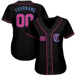 Maillot de baseball rose-noir clair authentique bleu personnalisé Maillot de baseball rose-noir clair authentique bleu personnalisé