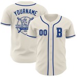 Maillot de baseball authentique personnalisé crème royal Maillot de baseball authentique personnalisé crème royal