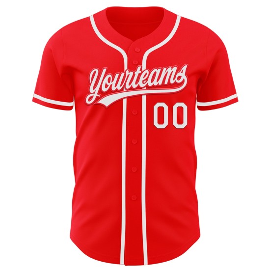 Maillot de baseball personnalisé blanc rouge authentique Maillot de baseball personnalisé blanc rouge authentique
