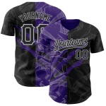 Maillot personnalisé motif violet-gris à gratter 3D noir Baseball authentique Graffiti Maillot personnalisé motif violet-gris à gratter 3D noir Baseball authentique Graffiti