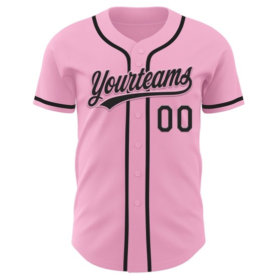 Maillot de baseball rose noir clair authentique personnalisé Maillot de baseball rose noir clair authentique personnalisé