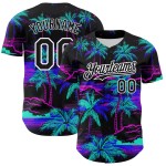 Maillot de baseball 3D motif palmier hawaïen noir, personnalisé, arbres blancs, plage, authentique Maillot de baseball 3D motif palmier hawaïen noir, personnalisé, arbres blancs, plage, authentique