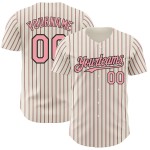 Maillot de baseball personnalisé (noir, crème, rose, rose moyen, noir, rayures fines authentiques) Maillot de baseball personnalisé (noir, crème, rose, rose moyen, noir, rayures fines authentiques)