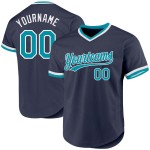 Maillot de baseball personnalisé authentique bleu sarcelle-blanc rétro bleu marine Maillot de baseball personnalisé authentique bleu sarcelle-blanc rétro bleu marine