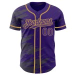 Maillot de baseball personnalisé en acier, gris, authentique, doré, violet Maillot de baseball personnalisé en acier, gris, authentique, doré, violet