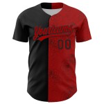 Maillot de baseball rose rouge noir, style authentique, motif gothique personnalisé 3D Maillot de baseball rose rouge noir, style authentique, motif gothique personnalisé 3D