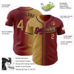 Maillot de baseball authentique, dégradé de couleur or vieilli et noir marron, à la mode Maillot de baseball authentique, dégradé de couleur or vieilli et noir marron, à la mode