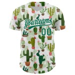 Maillot de baseball Cactus authentique et personnalisé, motif 3D, vert, blanc, Festival Kelly Maillot de baseball Cactus authentique et personnalisé, motif 3D, vert, blanc, Festival Kelly