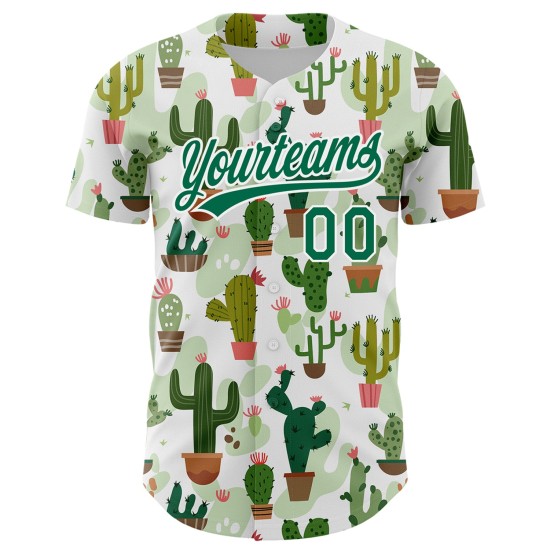 Maillot de baseball Cactus authentique et personnalisé, motif 3D, vert, blanc, Festival Kelly Maillot de baseball Cactus authentique et personnalisé, motif 3D, vert, blanc, Festival Kelly