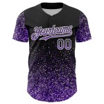 Maillot de baseball 3D motif violet-blanc personnalisé, motif abstrait à pois scintillants, coloré, noir, authentique Maillot de baseball 3D motif violet-blanc personnalisé, motif abstrait à pois scintillants, coloré, noir, authentique