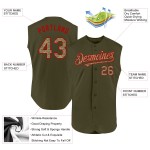 Maillot de baseball authentique sans manches camouflage rouge olive Salute, service personnalisé Maillot de baseball authentique sans manches camouflage rouge olive Salute, service personnalisé