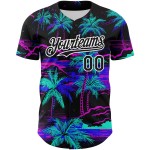 Maillot de baseball 3D motif palmier hawaïen noir, personnalisé, arbres blancs, plage, authentique Maillot de baseball 3D motif palmier hawaïen noir, personnalisé, arbres blancs, plage, authentique