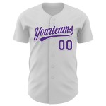 Maillot de baseball personnalisé blanc 3D avec ruban violet et motif cancer du pancréas Maillot de baseball personnalisé blanc 3D avec ruban violet et motif cancer du pancréas