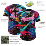 Maillot de baseball authentique avec motif de fusées 3D rose-blanc-noir Maillot de baseball authentique avec motif de fusées 3D rose-blanc-noir