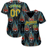 Balle de baseball personnalisée noire authentique Blue Gold-Lakes avec motif de bowling flamme 3D Hotrod Balle de baseball personnalisée noire authentique Blue Gold-Lakes avec motif de bowling flamme 3D Hotrod