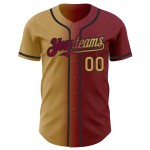 Maillot de baseball authentique, dégradé de couleur or vieilli et noir marron, à la mode Maillot de baseball authentique, dégradé de couleur or vieilli et noir marron, à la mode