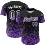Maillot de baseball 3D motif violet-blanc personnalisé, motif abstrait à pois scintillants, coloré, noir, authentique Maillot de baseball 3D motif violet-blanc personnalisé, motif abstrait à pois scintillants, coloré, noir, authentique