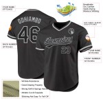 Maillot de baseball noir authentique gris, rétro, personnalisé Maillot de baseball noir authentique gris, rétro, personnalisé