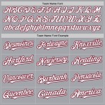 Maillot de baseball gris à rayures fines, blanc et cramoisi, personnalisé, dégradé authentique Maillot de baseball gris à rayures fines, blanc et cramoisi, personnalisé, dégradé authentique