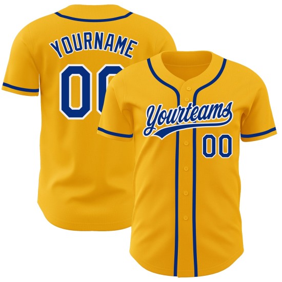 Maillot de baseball personnalisé Royal-White Gold Authentic Maillot de baseball personnalisé Royal-White Gold Authentic
