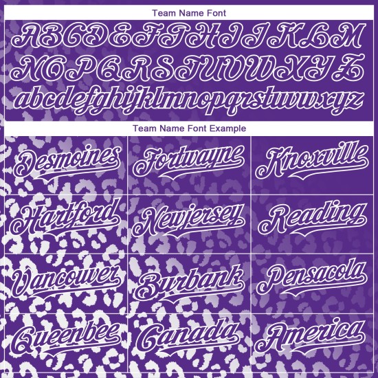 Maillot de baseball violet à imprimé authentique, design tendance, personnalisé, motif 3D blanc, dégradé léopard Maillot de baseball violet à imprimé authentique, design tendance, personnalisé, motif 3D blanc, dégradé léopard
