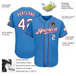 Maillot de baseball blanc-rouge authentique Powder Custom Blue Maillot de baseball blanc-rouge authentique Powder Custom Blue