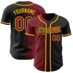 Maillot de baseball personnalisé noir, cramoisi et doré, à la mode et dégradé Maillot de baseball personnalisé noir, cramoisi et doré, à la mode et dégradé