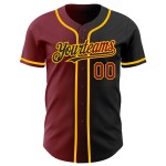 Maillot de baseball personnalisé noir, cramoisi et doré, à la mode et dégradé Maillot de baseball personnalisé noir, cramoisi et doré, à la mode et dégradé