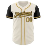 Maillot de baseball authentique couleur crème, deux couleurs or et noir Maillot de baseball authentique couleur crème, deux couleurs or et noir