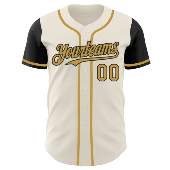 Maillot de baseball authentique couleur crème, deux couleurs or et noir Maillot de baseball authentique couleur crème, deux couleurs or et noir