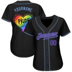 Maillot de baseball personnalisé Love For Heart bleu LGBT, couleur arc-en-ciel, violet clair, Love Is Pride, noir Maillot de baseball personnalisé Love For Heart bleu LGBT, couleur arc-en-ciel, violet clair, Love Is Pride, noir