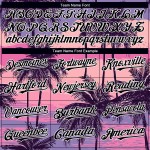 Maillot de baseball authentique motif personnalisé motif palmier noir et blanc 3D motif hawaïen arbres plage violet Maillot de baseball authentique motif personnalisé motif palmier noir et blanc 3D motif hawaïen arbres plage violet